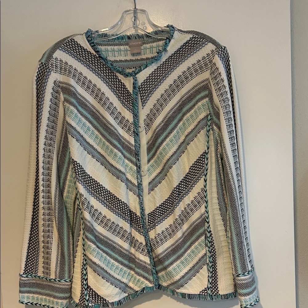 Chico's Size 2  Multicolor Striped Jacket